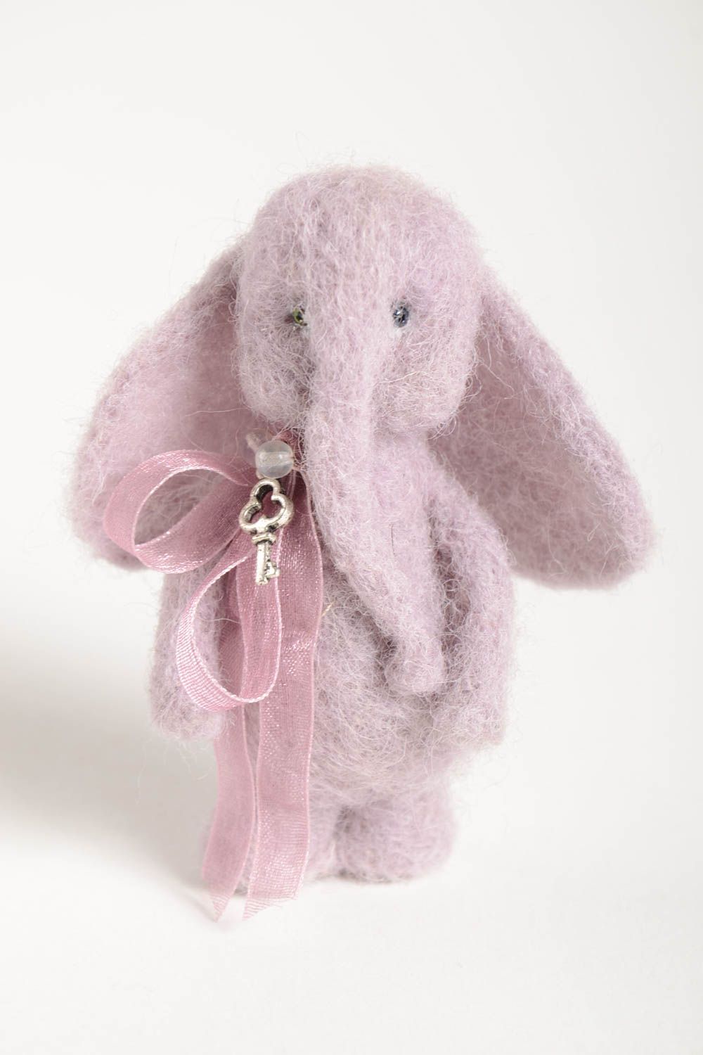 Peluche décorative Jouet en laine fait main éléphant rose Cadeau enfant photo 4