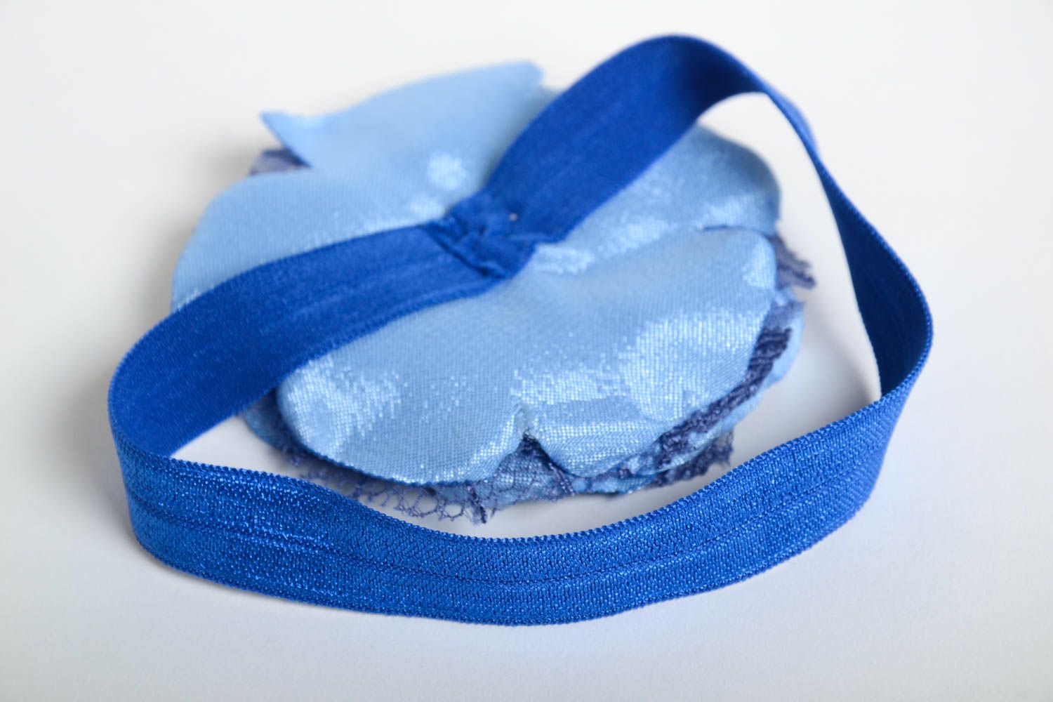 Handgefertigt Haarband Blumen Haarschmuck Blüte Accessoire für Haare in Blau foto 3