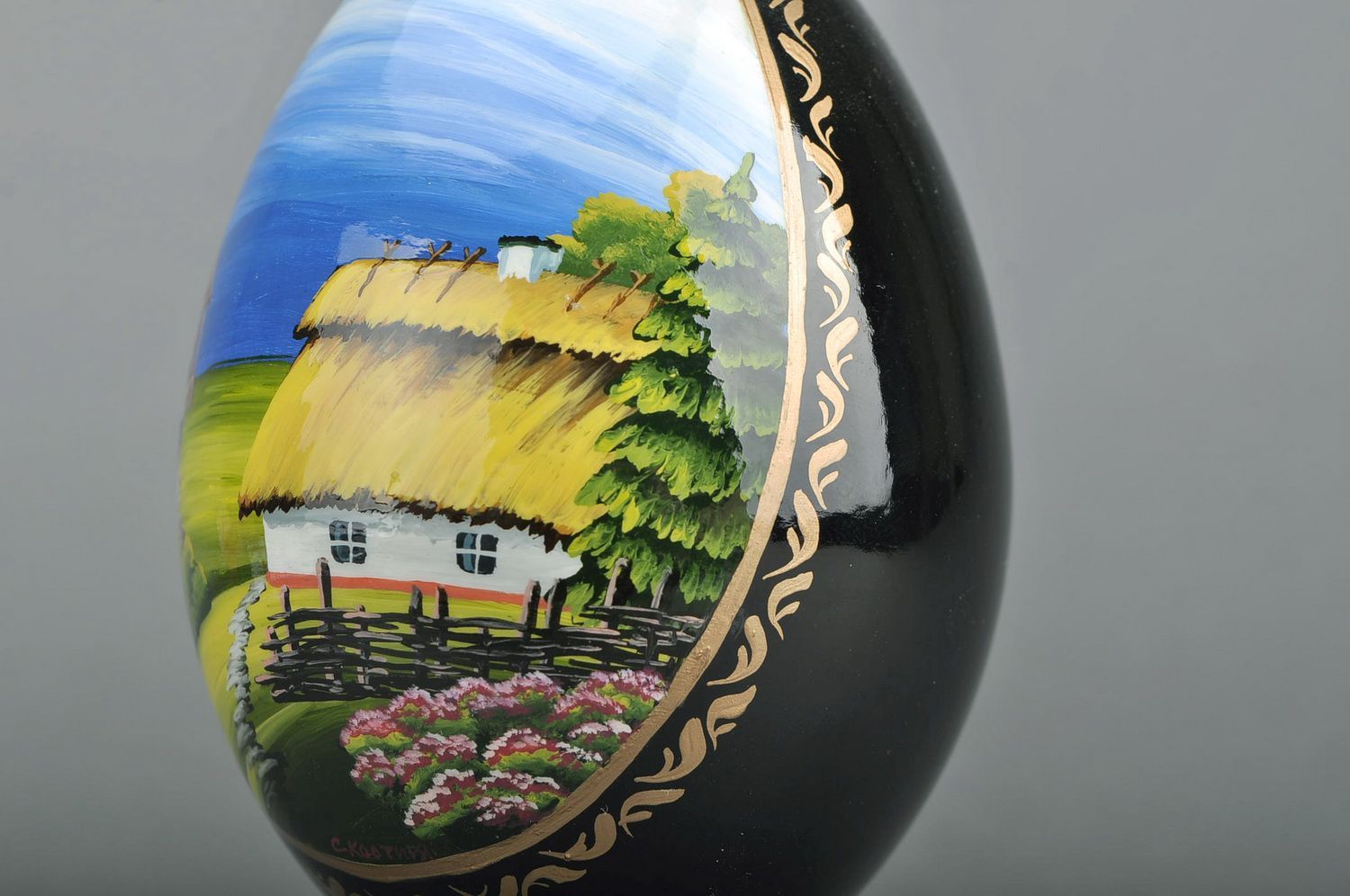 Декоративное яйцо на подставке Дом и мельница фото 4