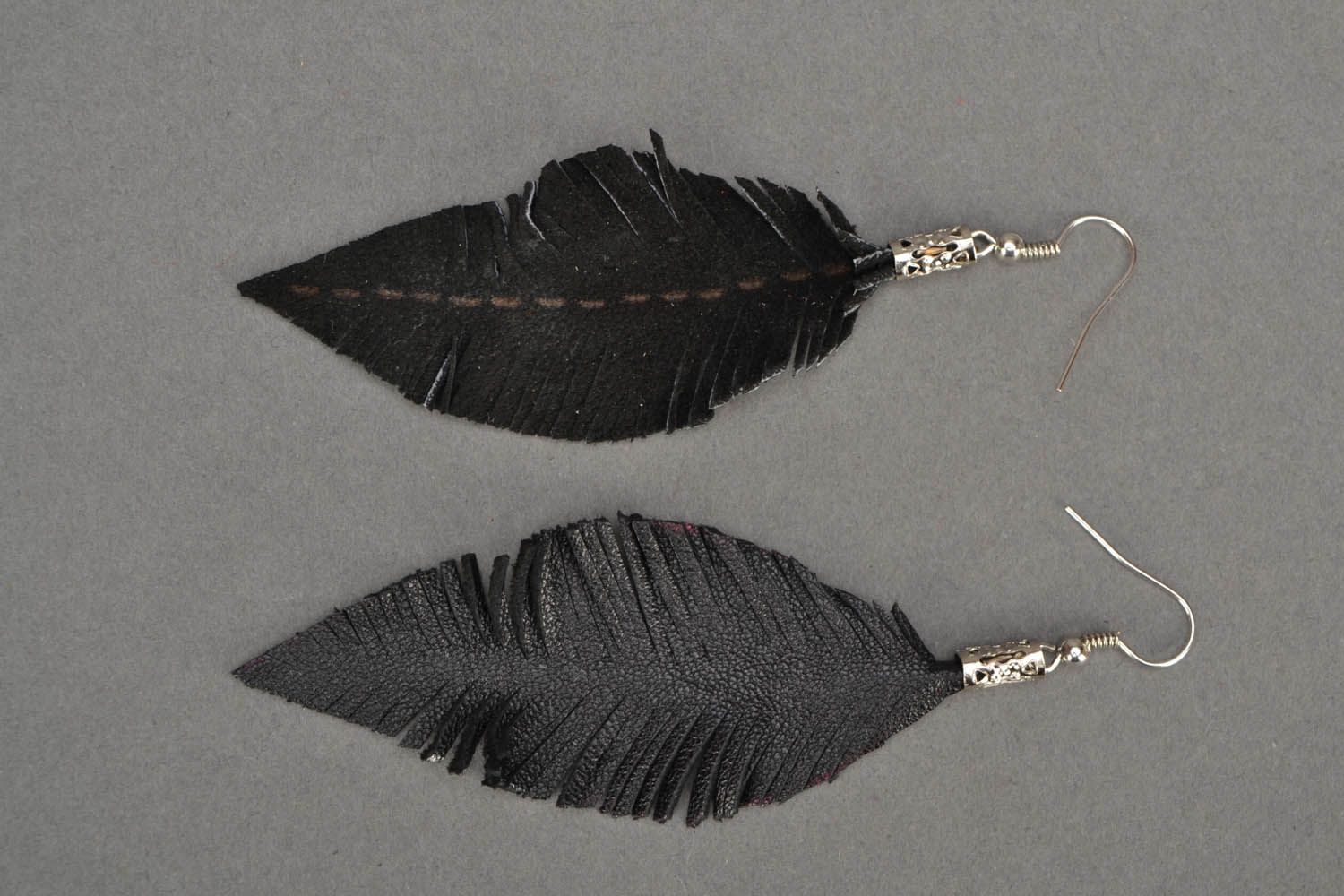 Long earrings made of genuine leather photo 4