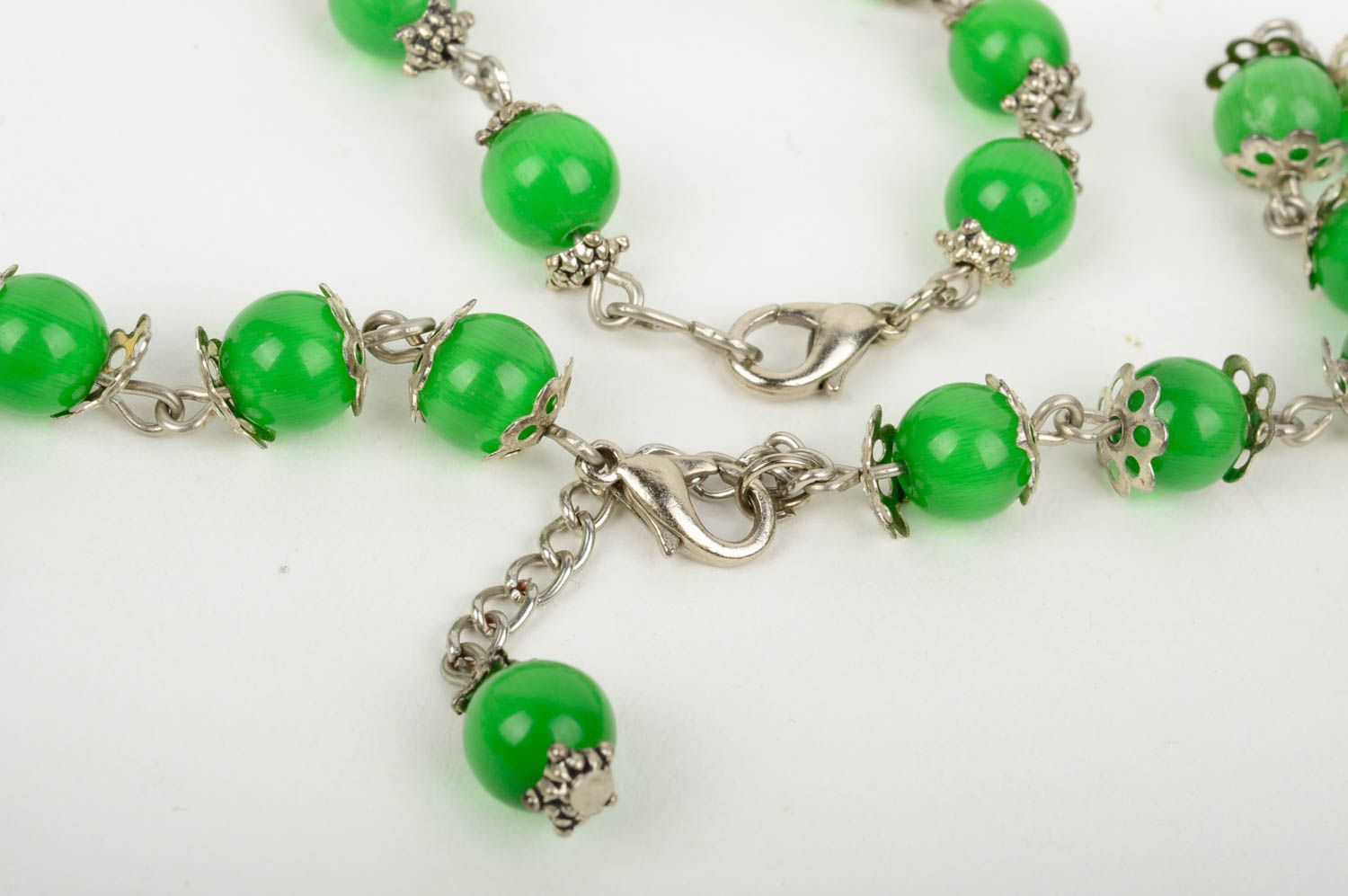 Ensemble bijoux vert Collier fait main Boucles Bracelet Accessoires mode photo 4