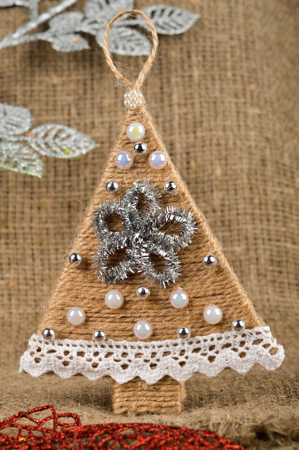 Handmade cute Christmas tree toy unusual New Year decor decorative hanging photo 1
