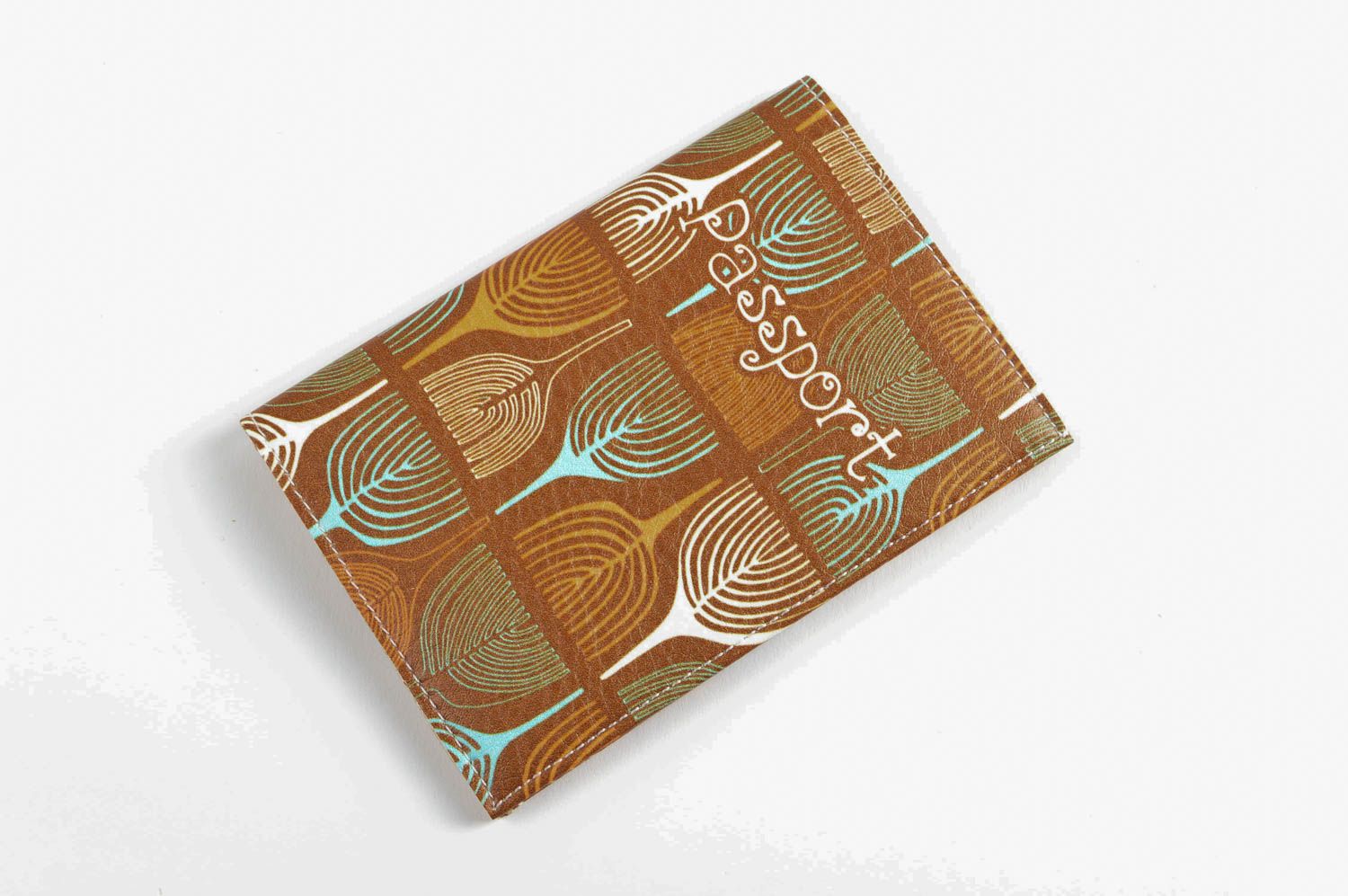 Обложка для паспорта handmade оригинальный подарок кожаный аксессуар коричневый фото 2