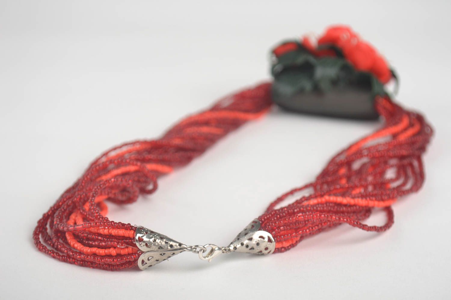 Handmade Blumen Collier Modeschmuck Halskette Geschenk für Frauen rot weiblich foto 3