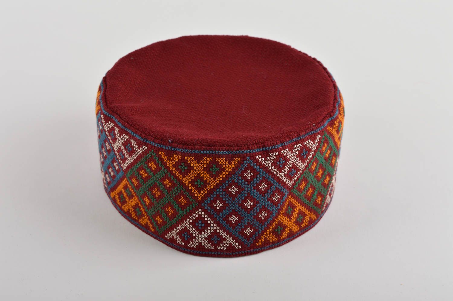 Chapeau ethnique fait main Calotte Cadeau homme coton soie décoratif beau photo 2
