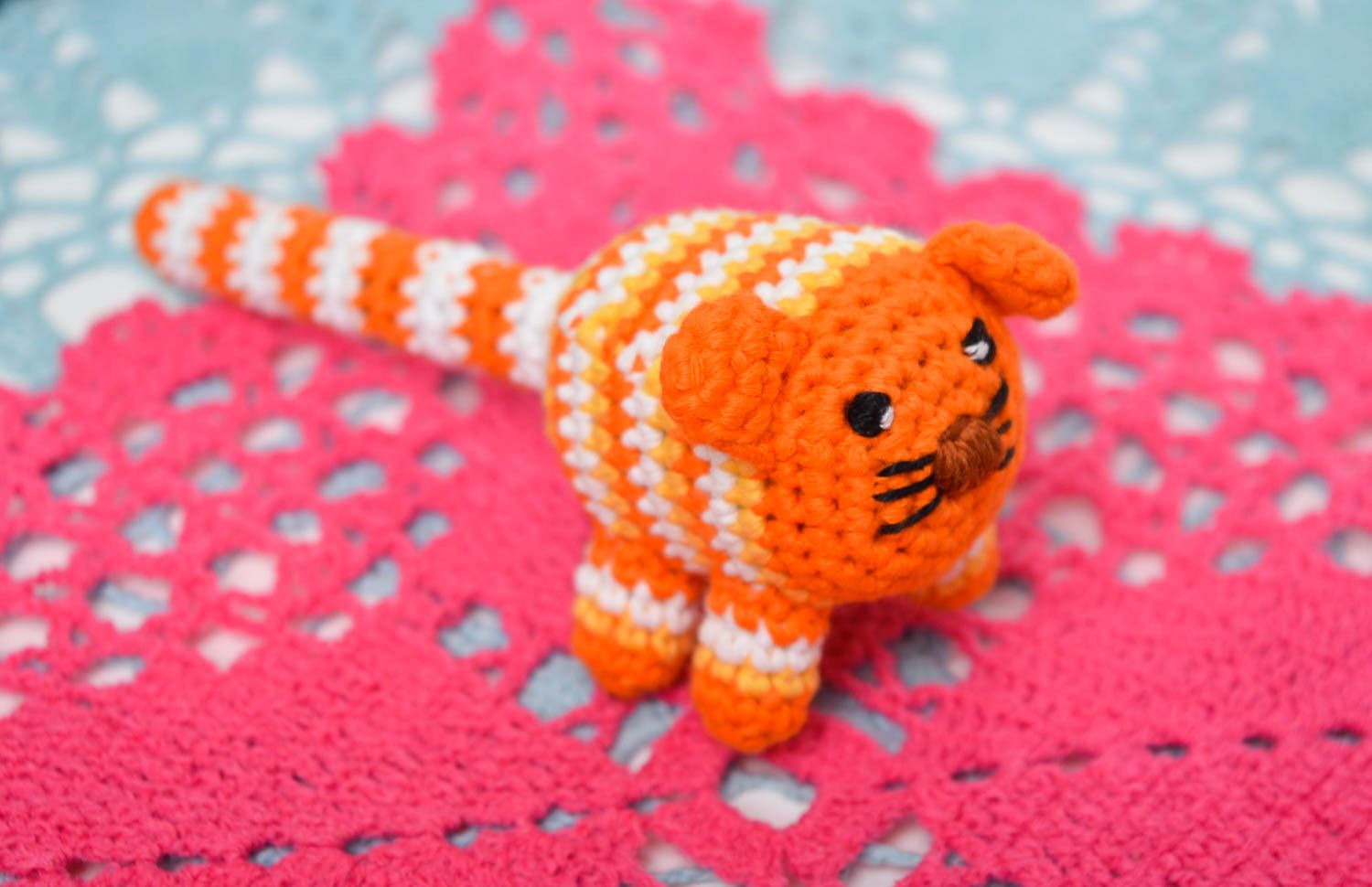 Juguete artesanal tejido peluche para niño pequeño regalo original Gatito foto 1