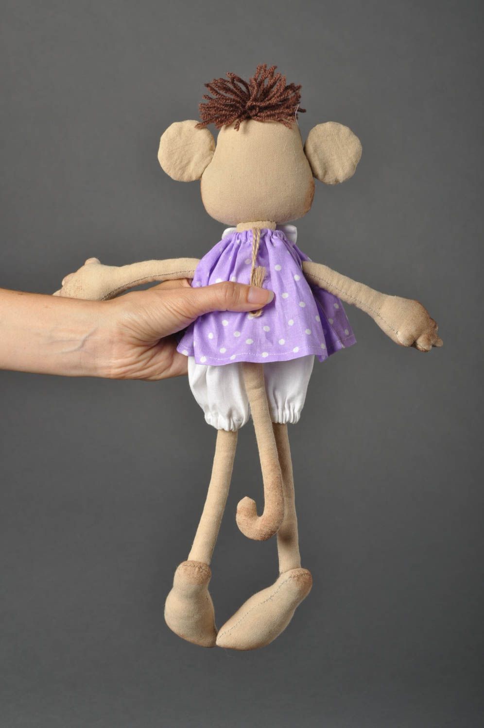 Jouet singe Peluche faite main textile peinte originale Cadeau pour fille photo 5