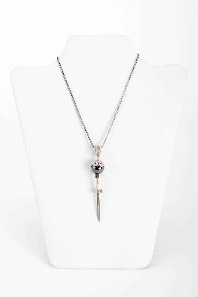 Handmade sword pendant unusual silver accessory beautiful pendant for girls photo 2