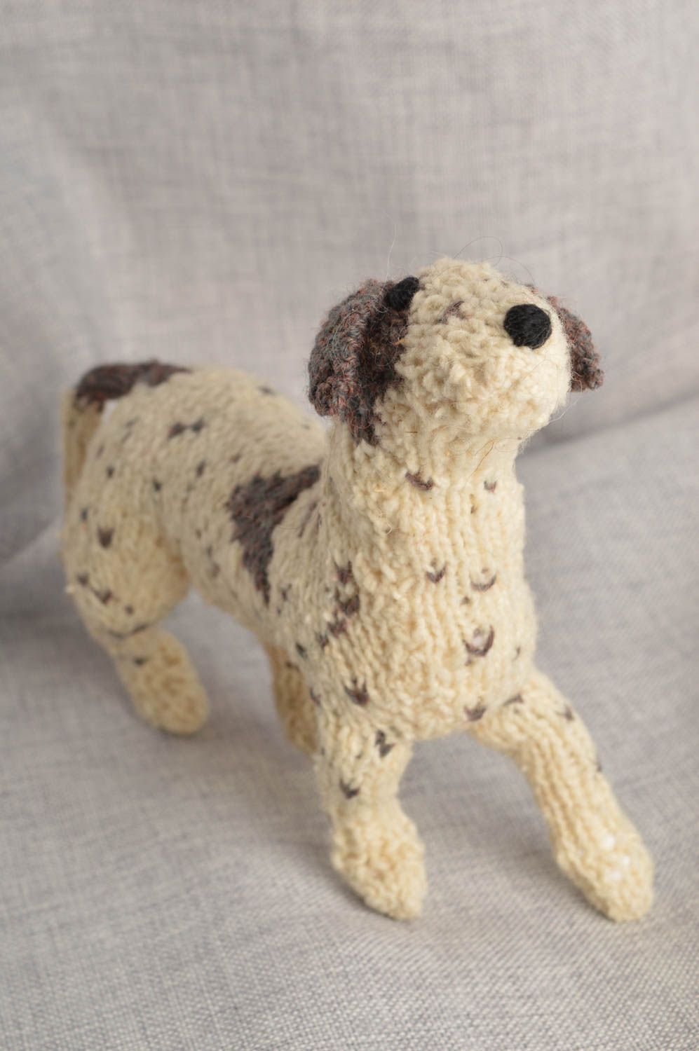 Peluche chien courant Jouet fait main tricoté en laine Cadeau pour enfant photo 2