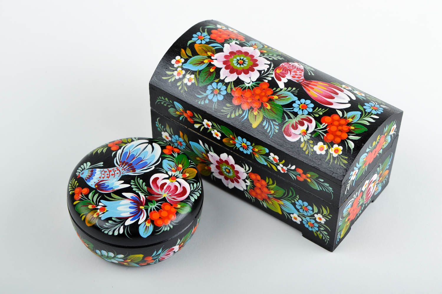 Jolies Boîtes à bijoux fait main 2 pièces Décoration maison à fleurs design photo 5