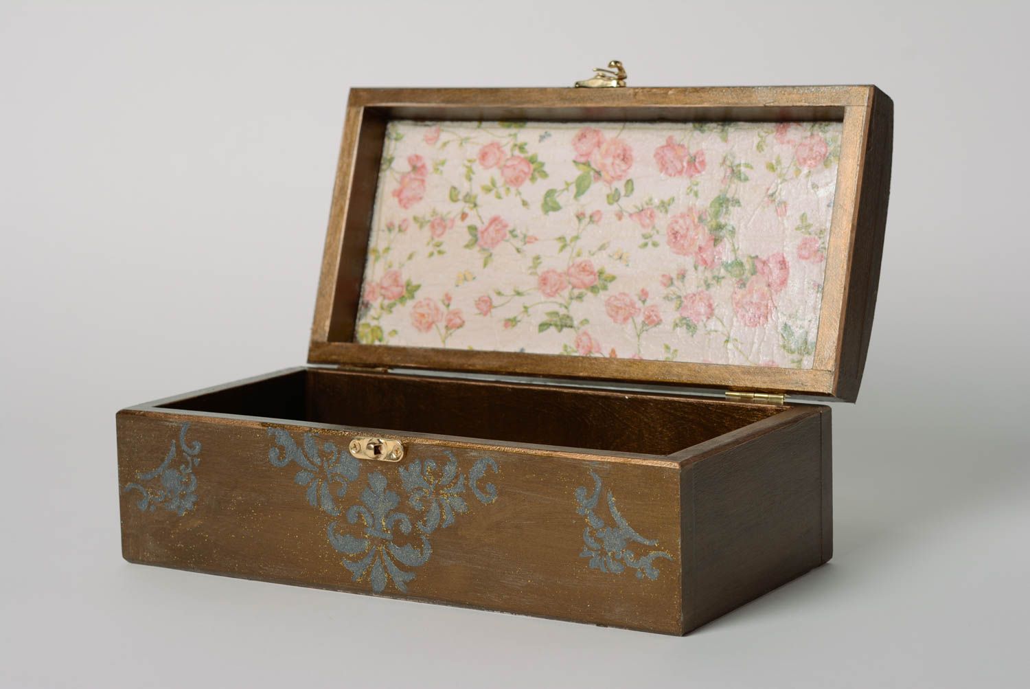Rectangular decoupage wooden jewelry box unusual gift ideas photo 1