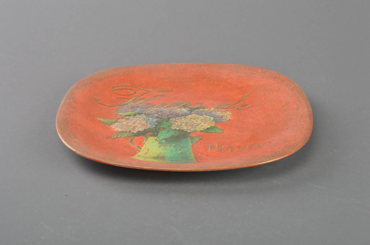 Handgemachter origineller orange dekorativer Teller aus Glas für Haus Dekor  foto 2