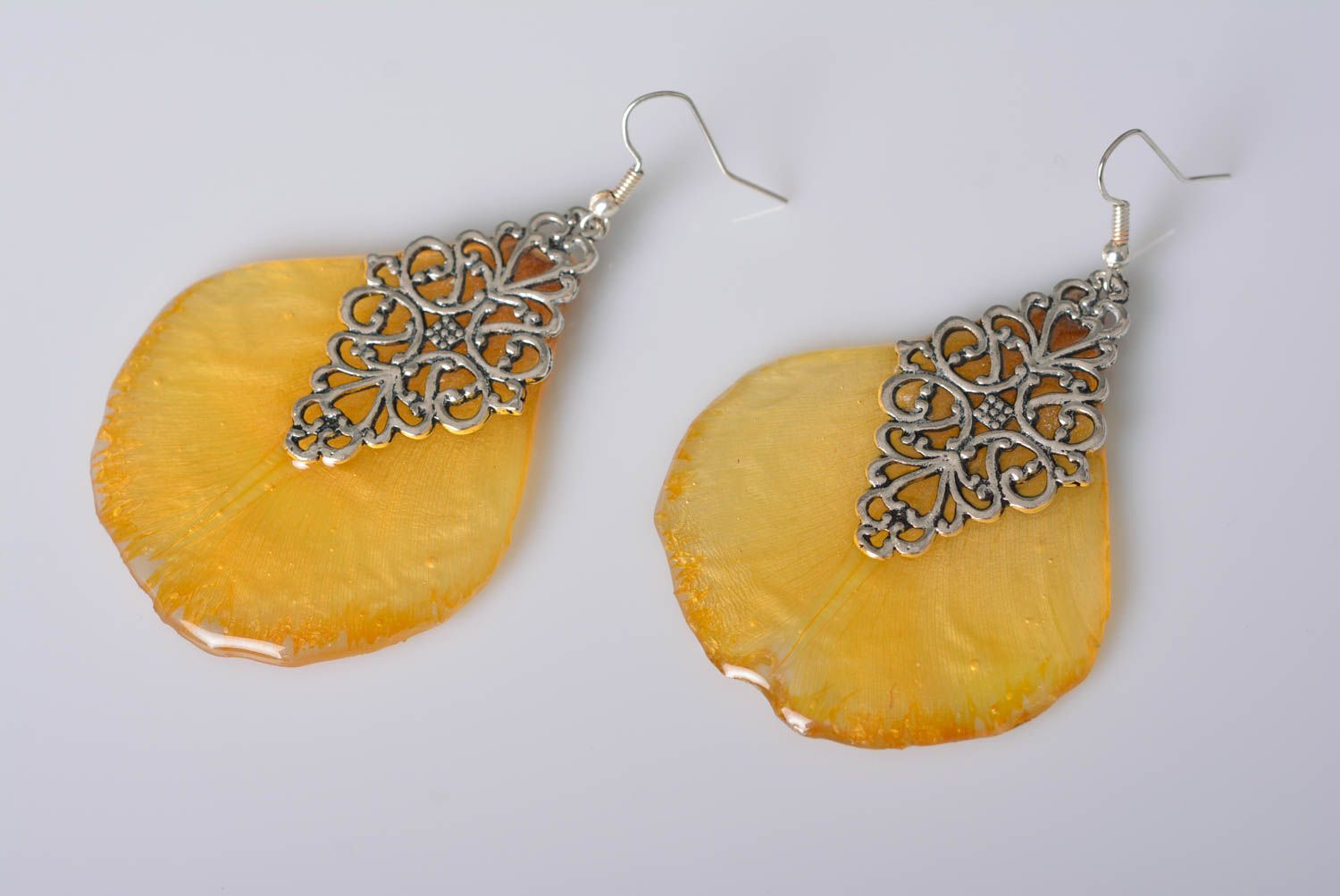 Handmade accessories metal earrings epoxy items tulip earrings gifts for girls  photo 5