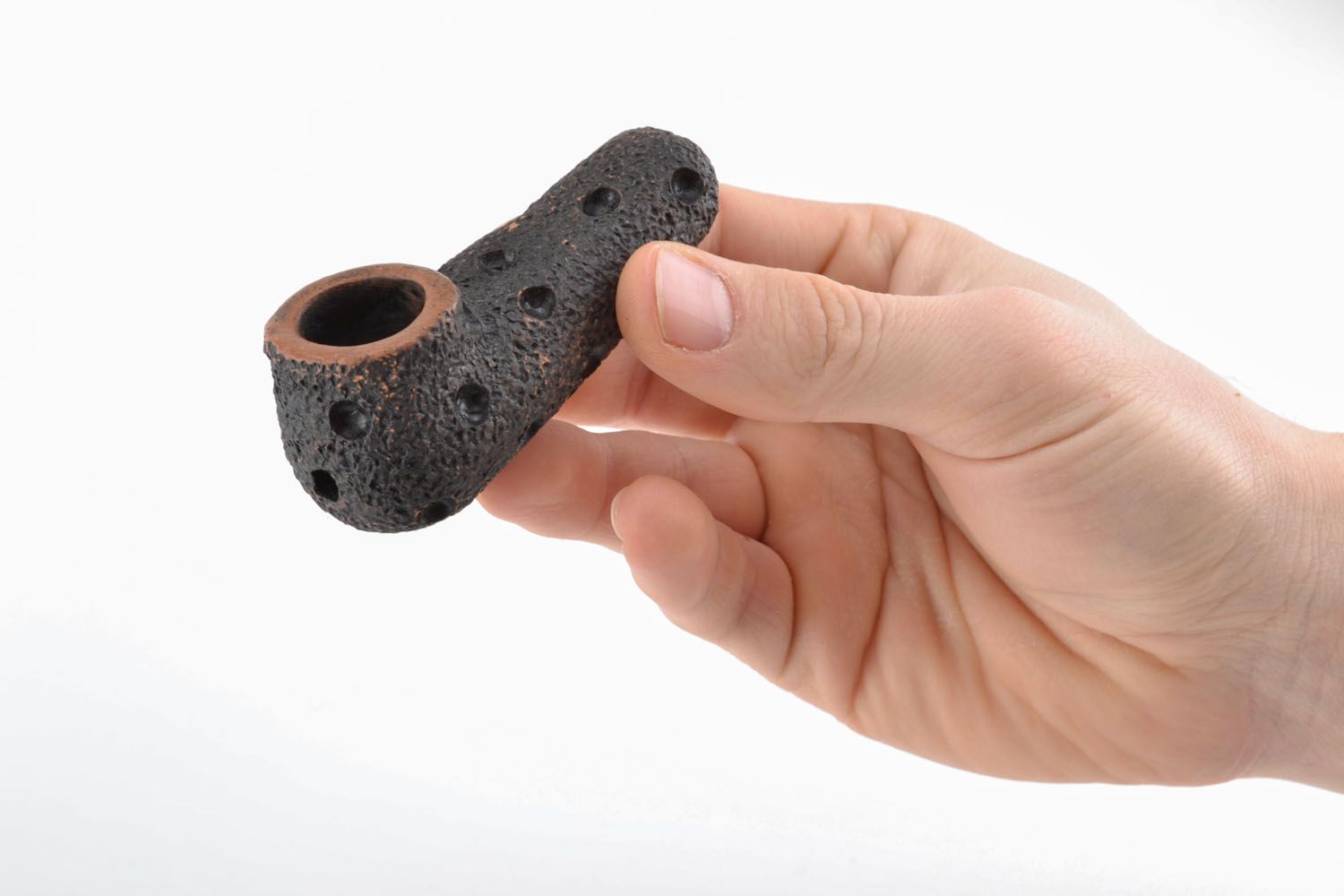Petite pipe faite main originale en argile rouge accessoire design pour homme photo 4