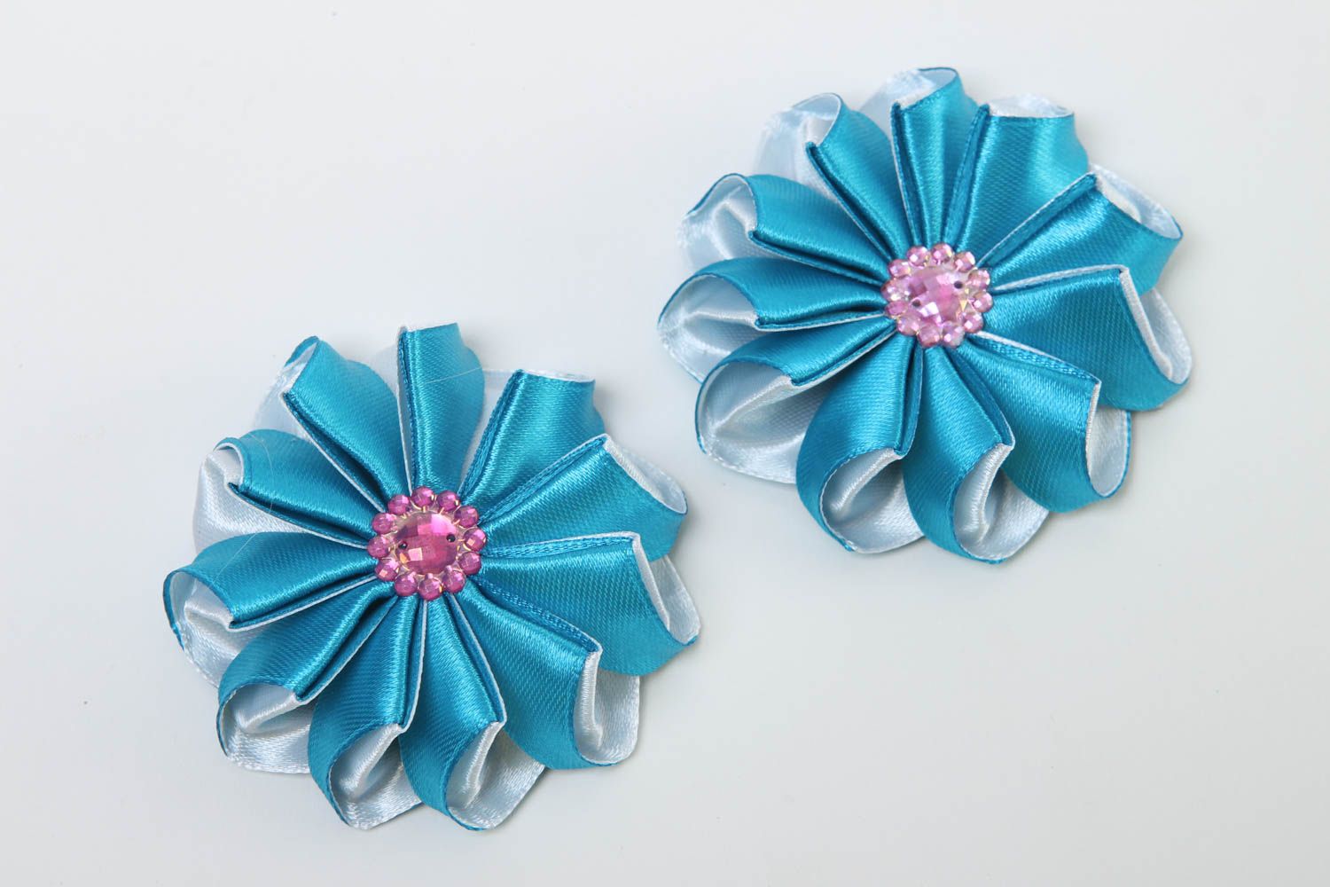 Satin ribbon hair accessories fittings for jewelry fabric flowers ribbon flowers photo 2