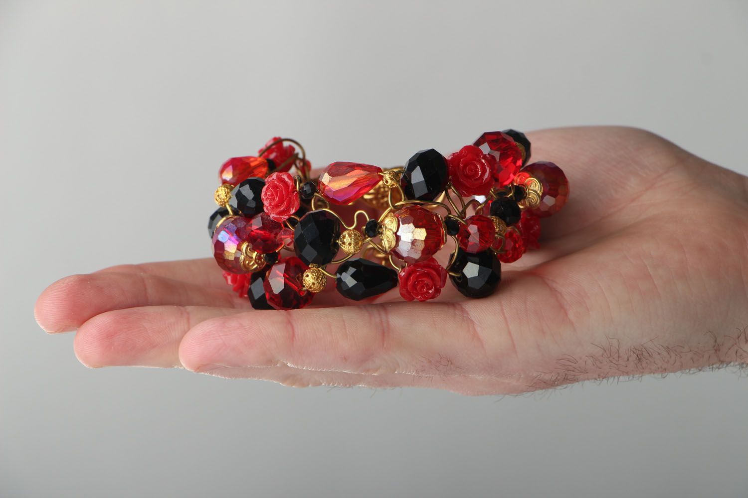 Natural stone bracelet Red and Black photo 4