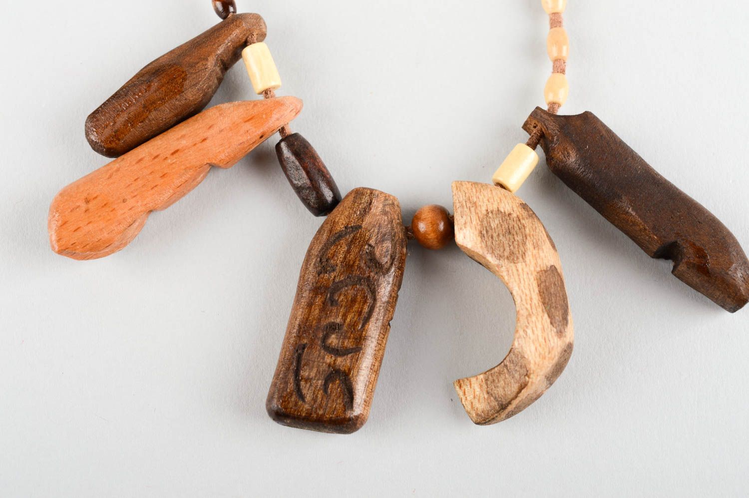 Unusual handmade wooden pendant artisan jewelry wood craft neck accessories photo 3