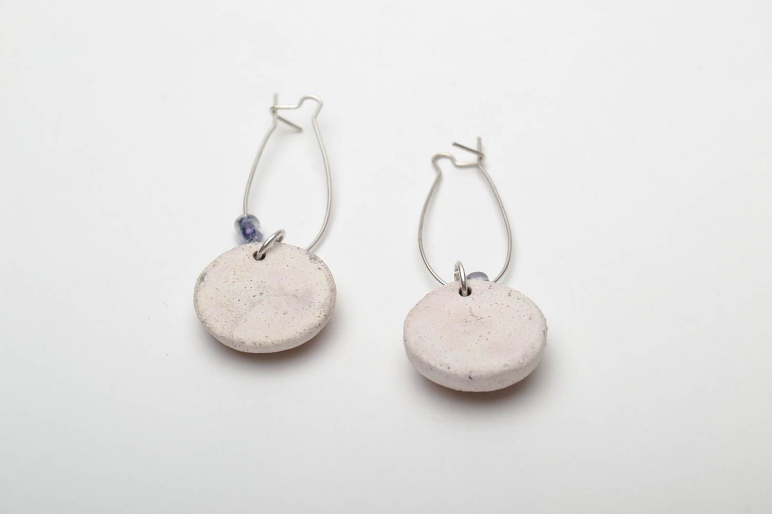 Round ceramic earrings with colorful glass Violet photo 4