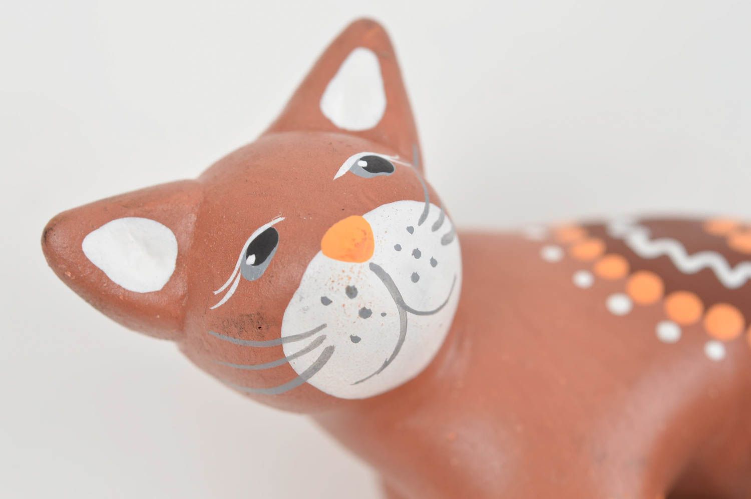 Keramische Statuette Katze mit Bemalung künstlerische Designer Handarbeit grell foto 5