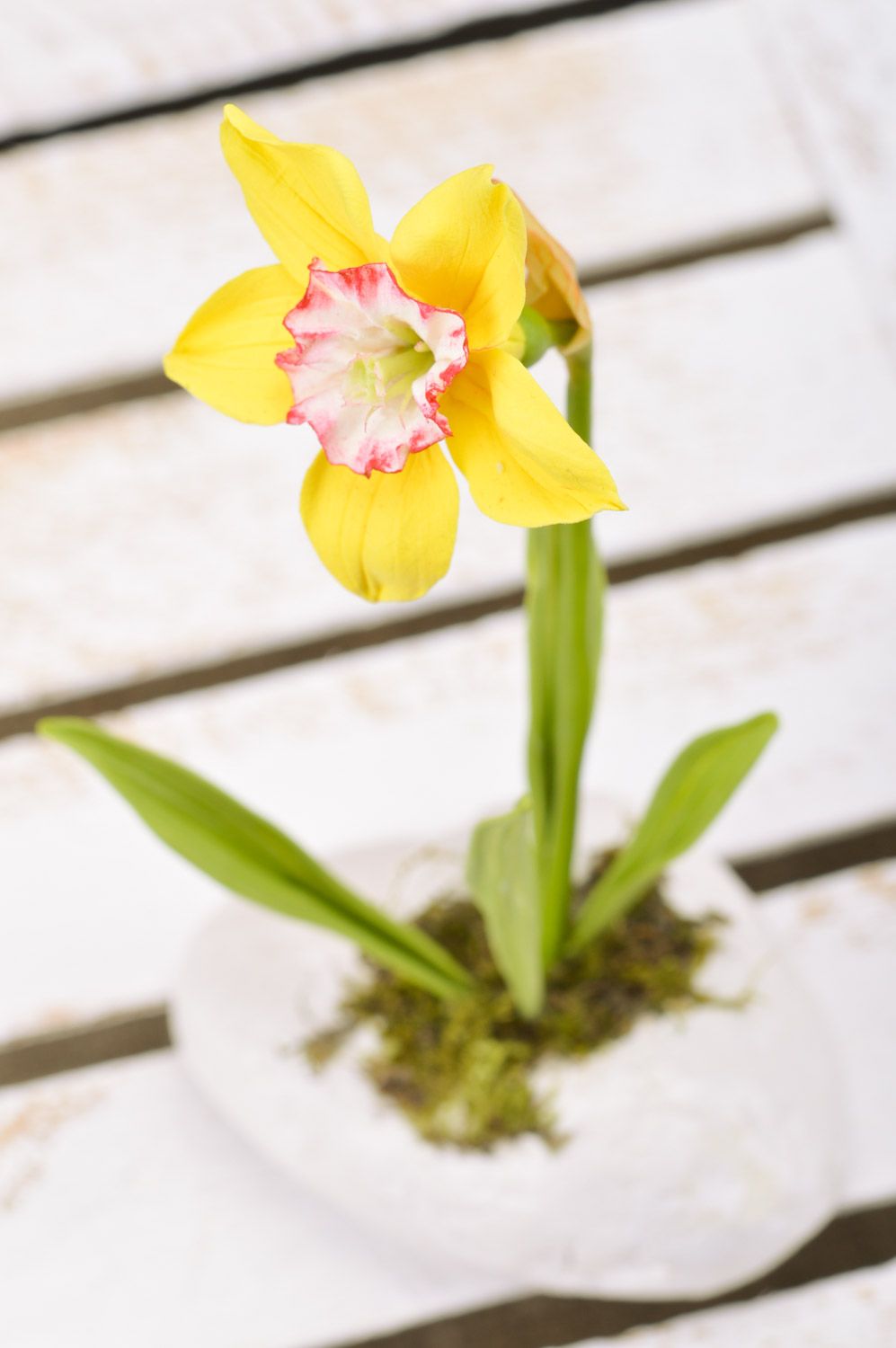 Flor decorativa de arcilla polimérica hecha a mano Narciso  foto 4