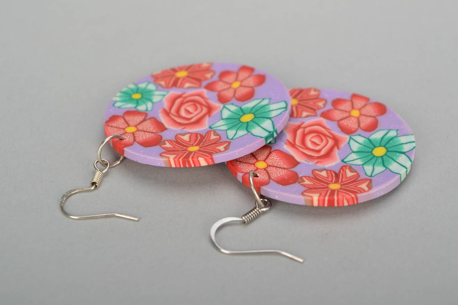 Round earrings Floral photo 4