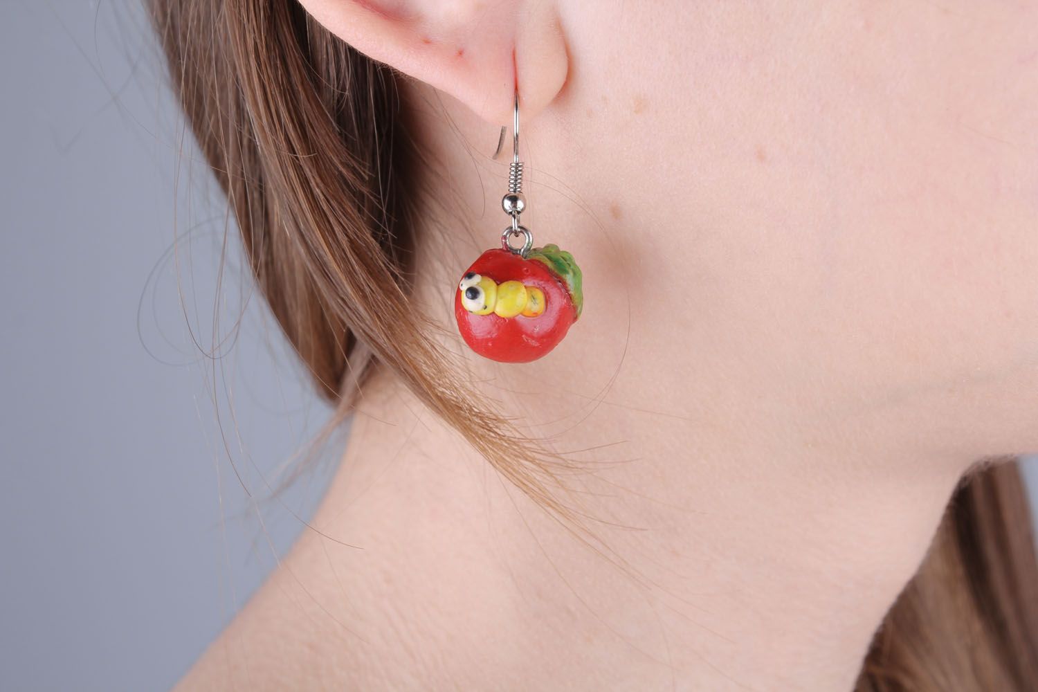 Boucles d'oreilles en argile polymère pendentifs pomme photo 1