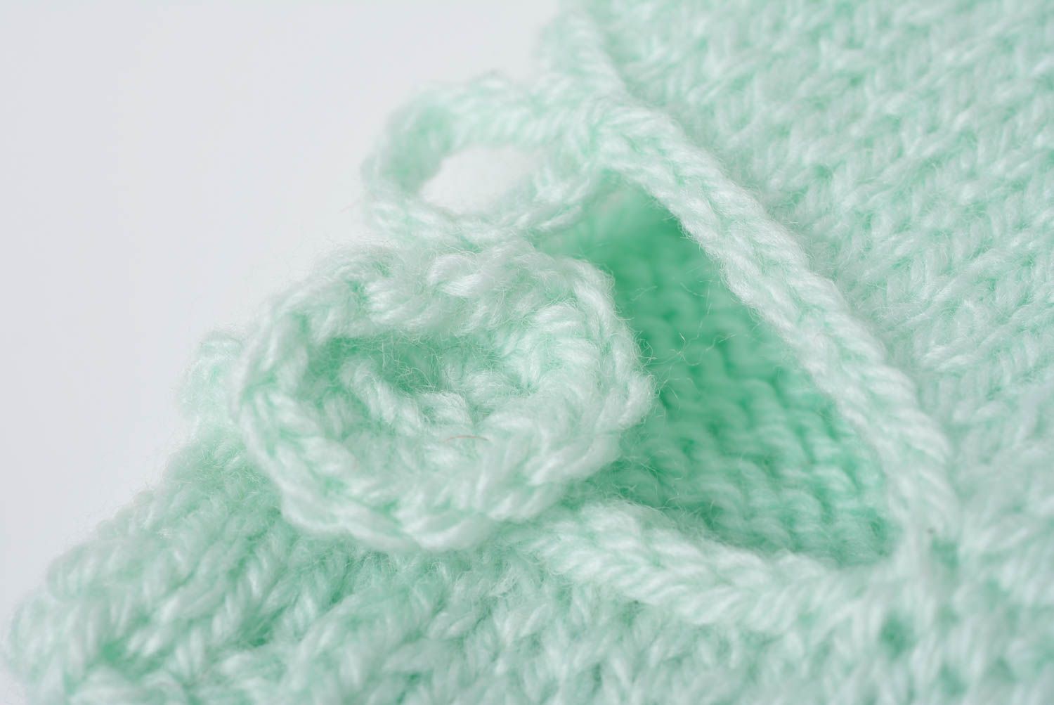 Handmade crocheted beautiful case for cup made of acrylic yarns of mint color photo 5