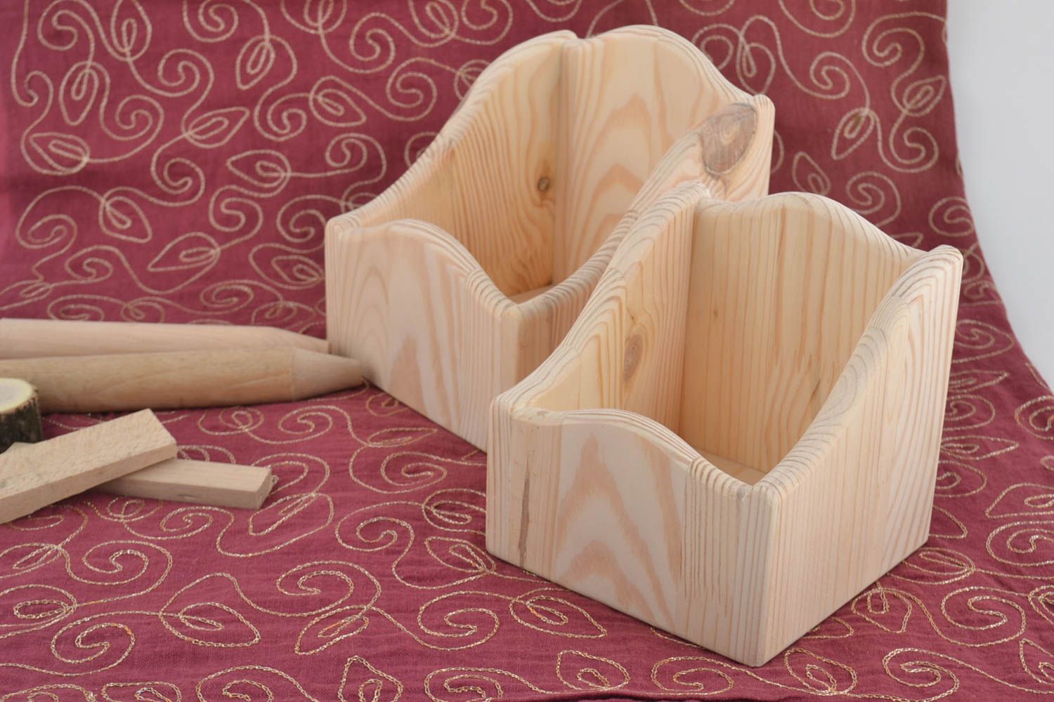 Set of 2 handmade wooden blank boxes art supplies wooden craft creative work photo 1