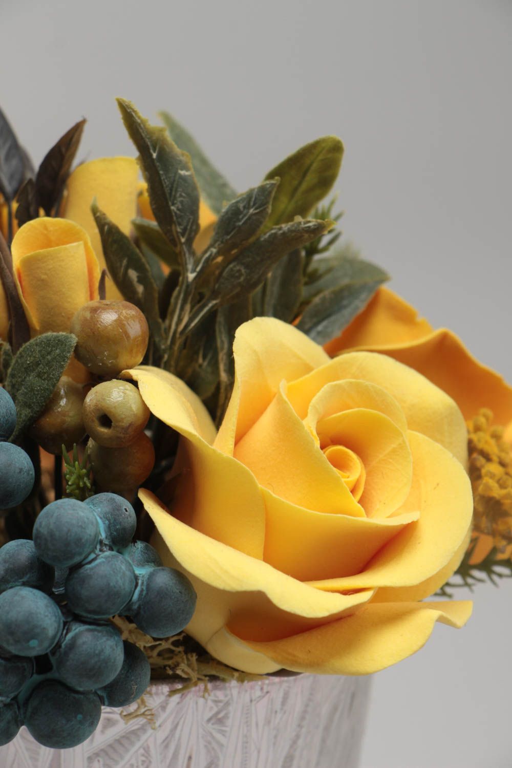Decorative artificial flowers made of polymer clay handmade designer Roses photo 3