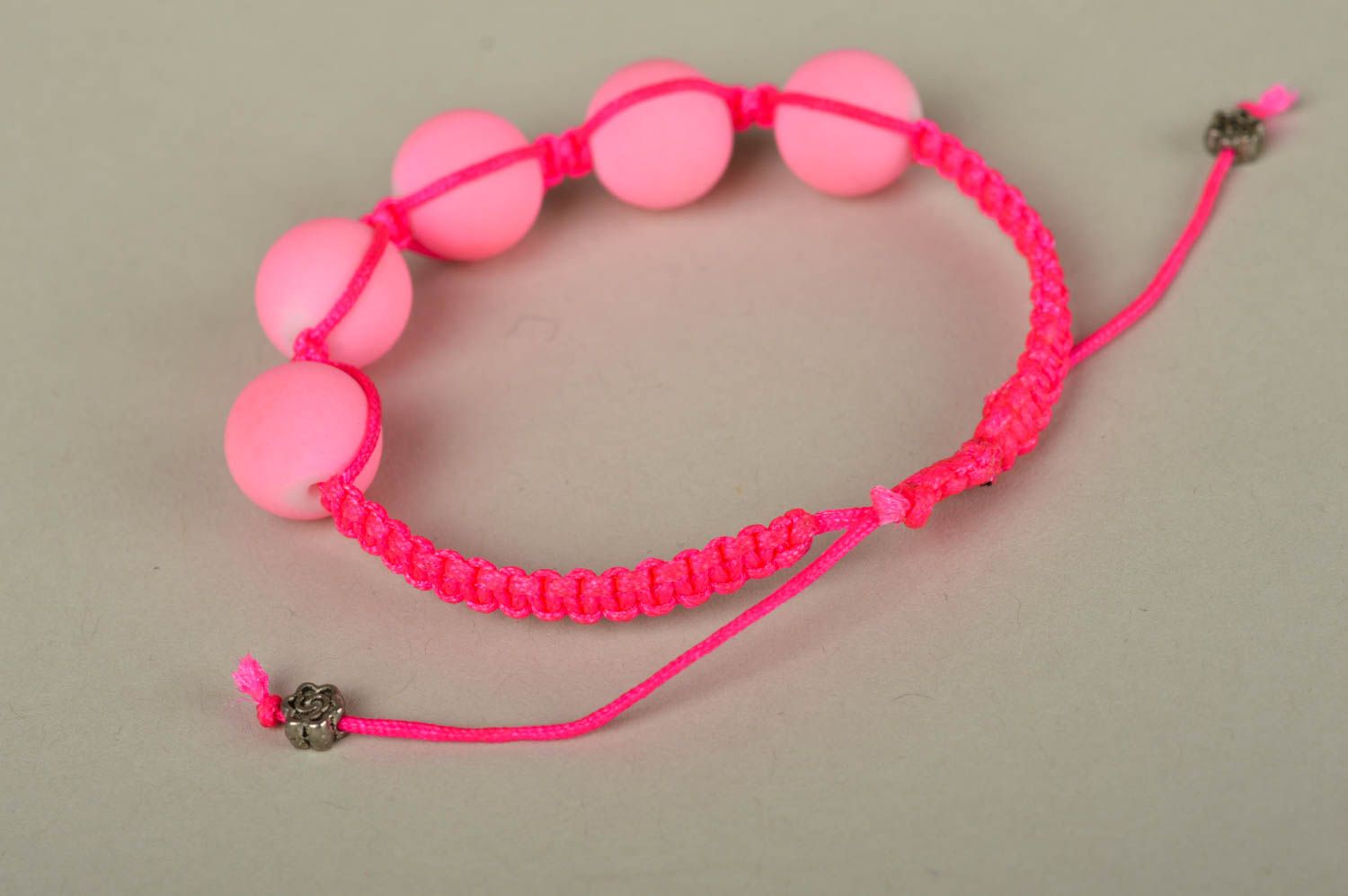 Handmade pink bright bracelet elegant beaded bracelet designer accessory photo 4