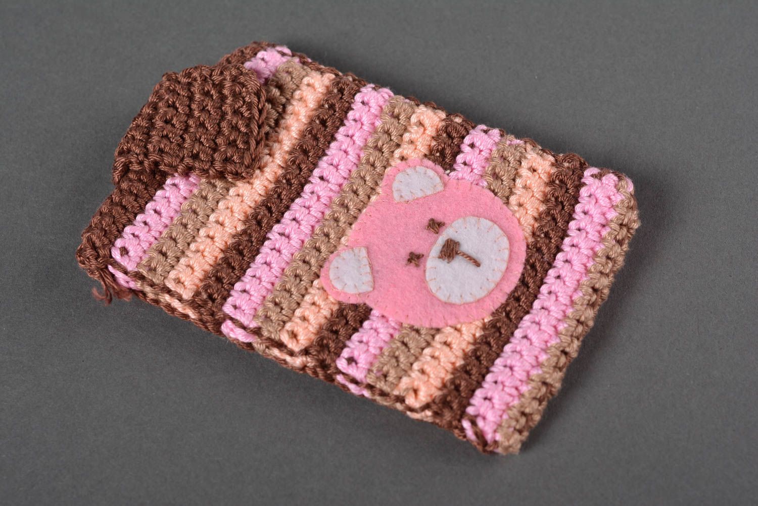 Handmade Bären Handyhülle Accessoires für Mädchen Cover für Handy gehäkelt foto 1