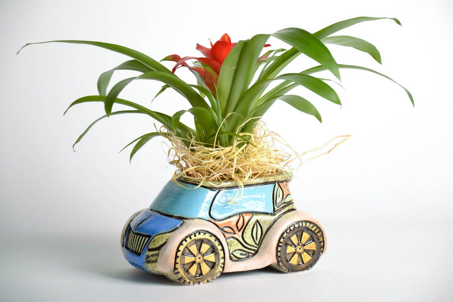 Keramik-Blumentopf Auto foto 1