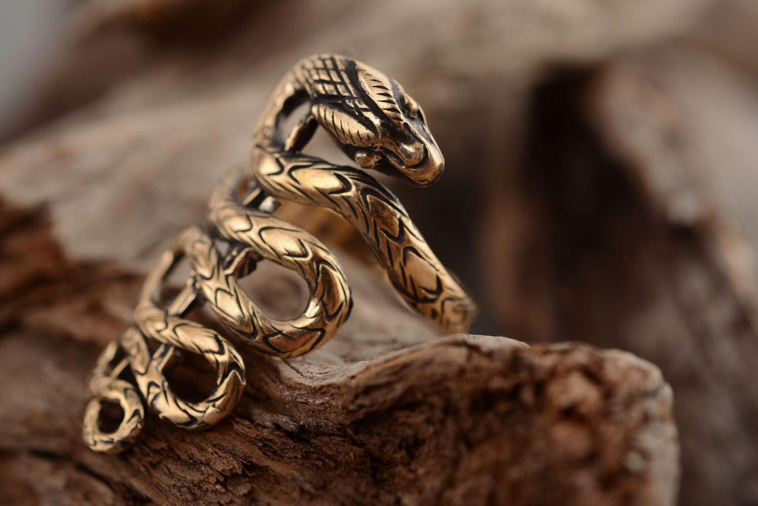 Оригинальное кольцо из бронзы  фото 1
