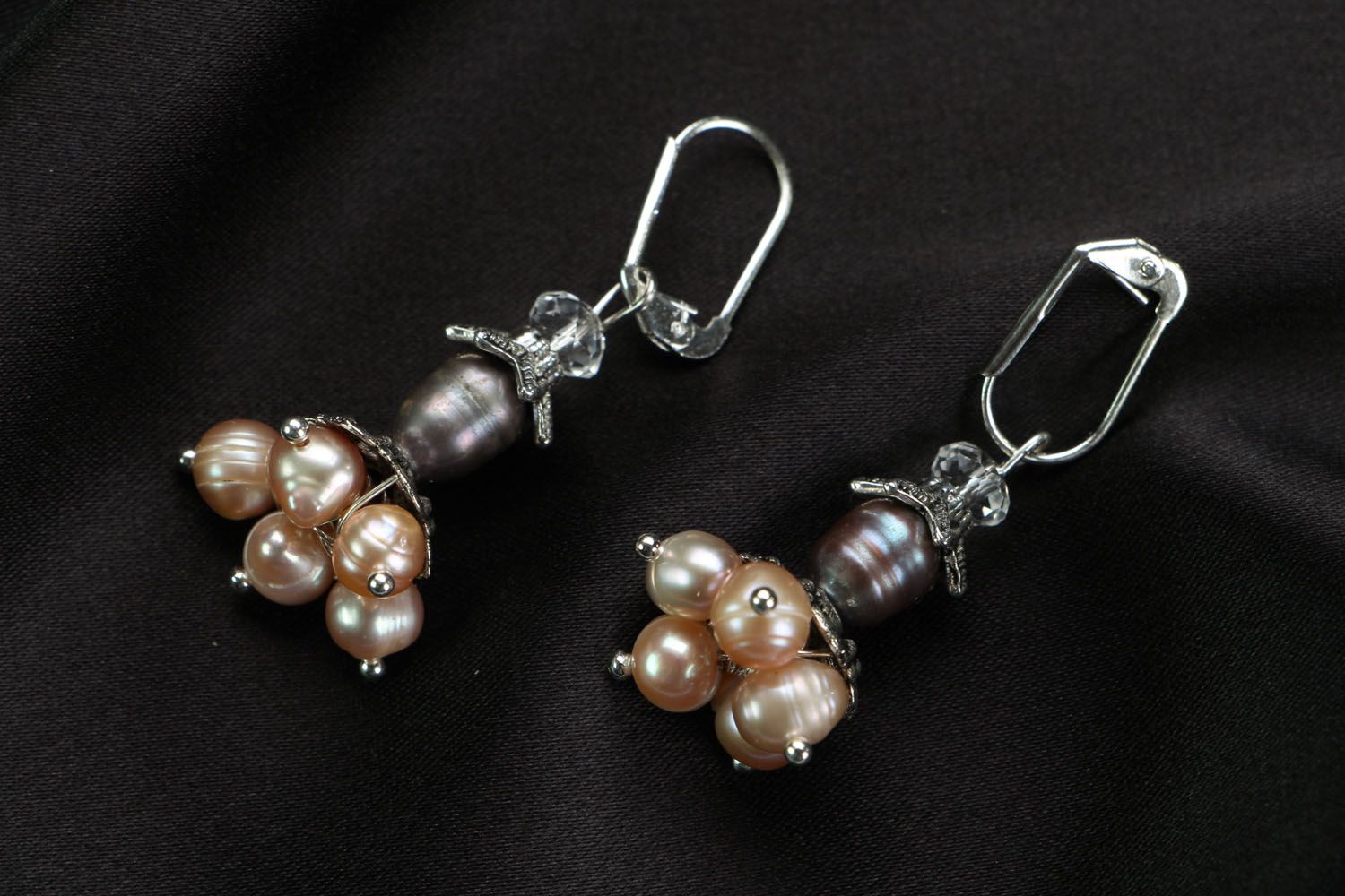 Earrings with pink river pearls photo 1