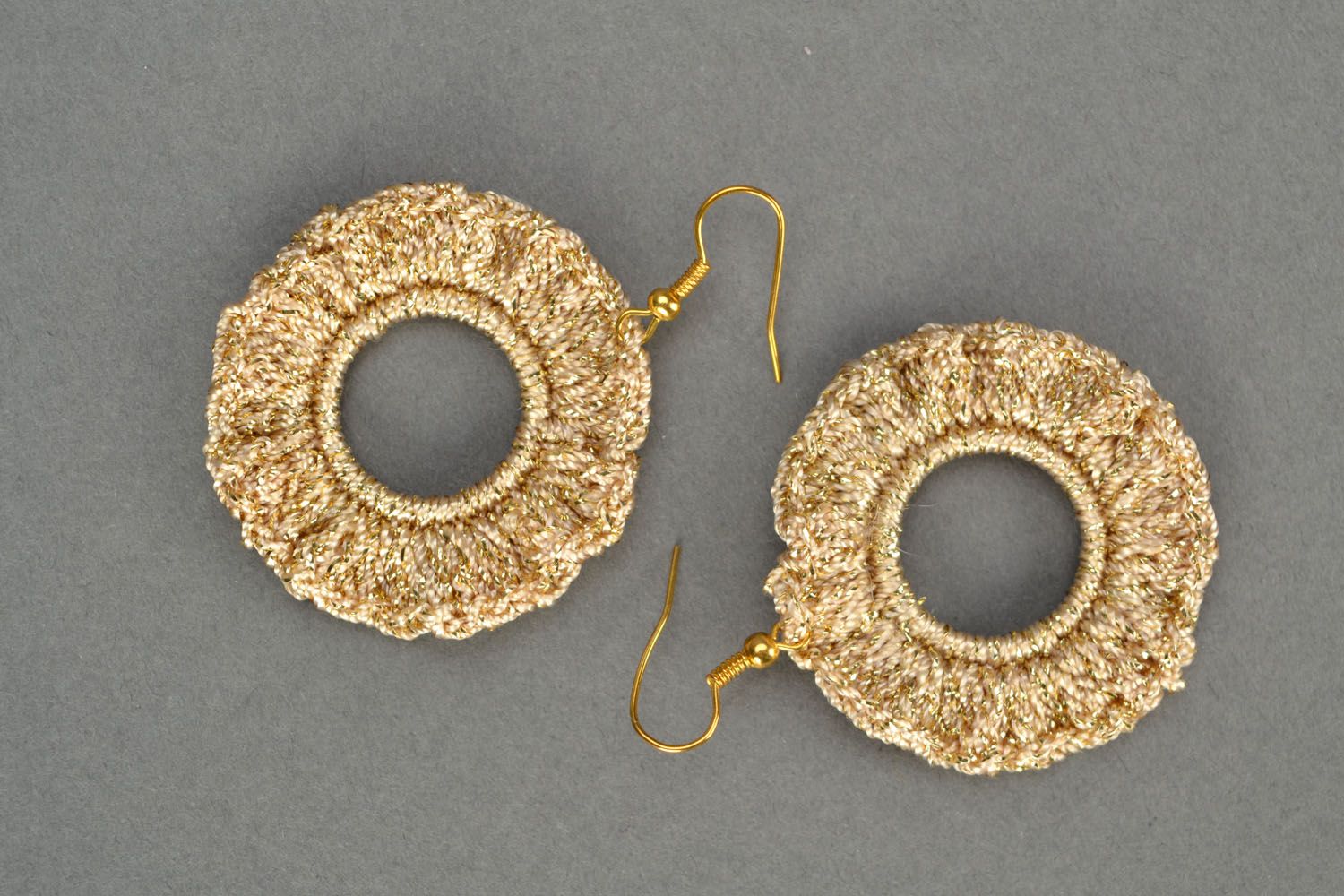 Crochet earrings Gold photo 3
