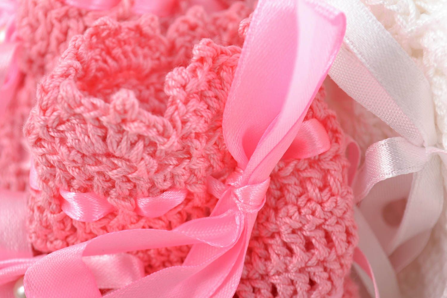 Set of beautiful handmade designer colorful crochet baby booties 5 pairs photo 3
