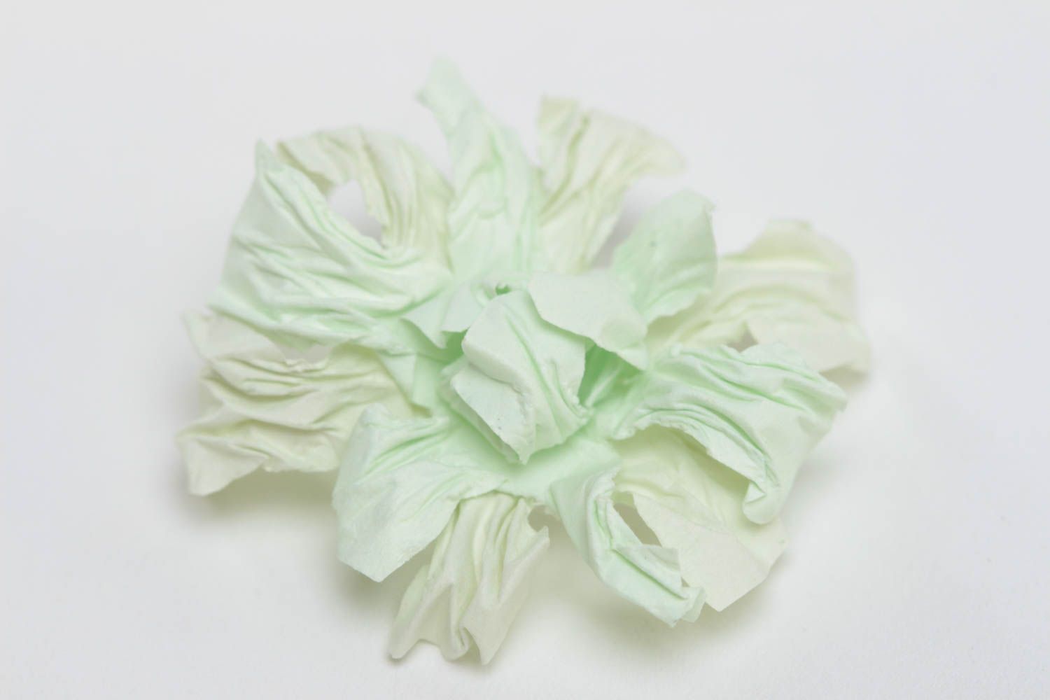 Paper flower for crafts in white color for scrapbooking. 2 inches in diameter photo 2