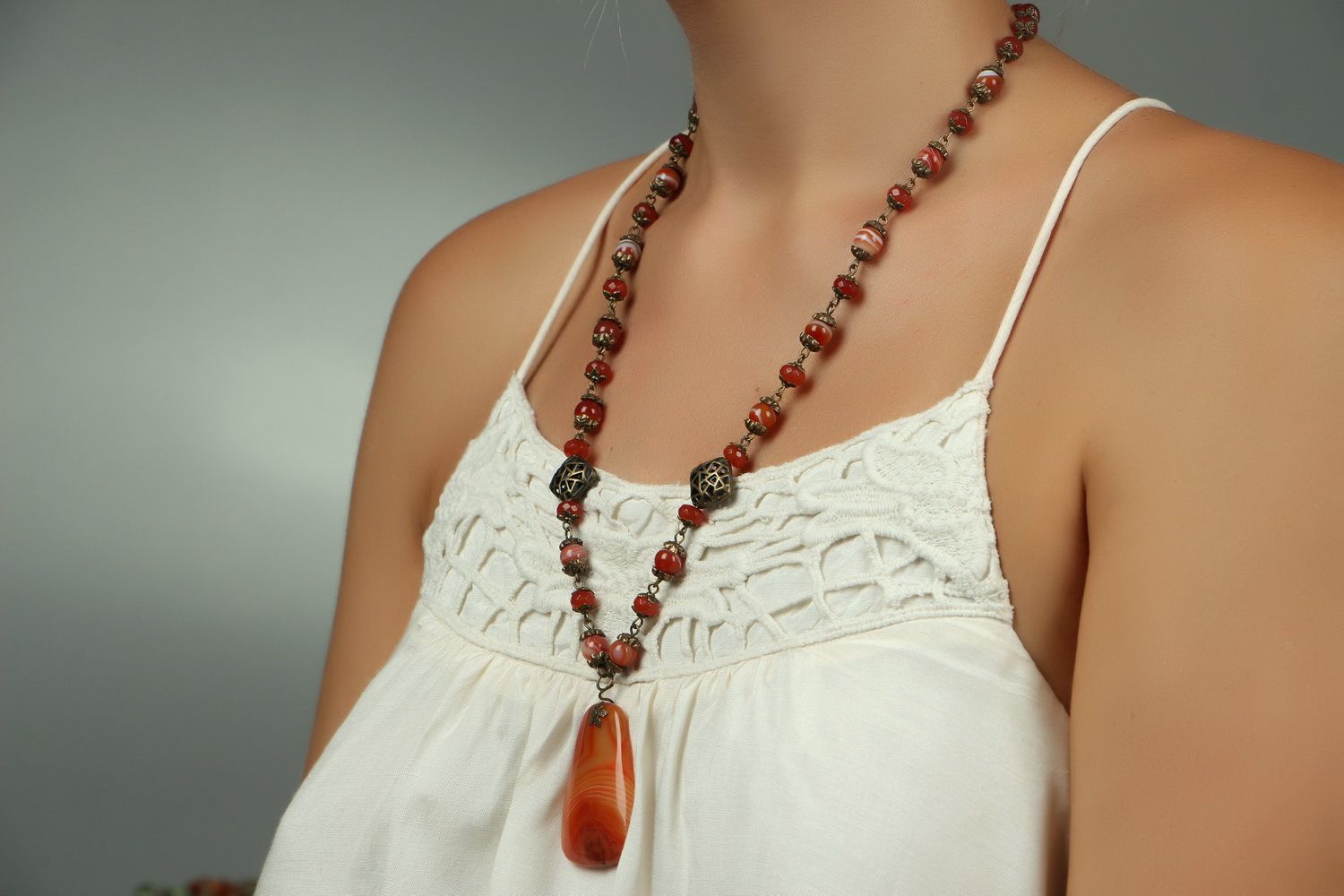 Necklet made of agate and cornelian photo 5