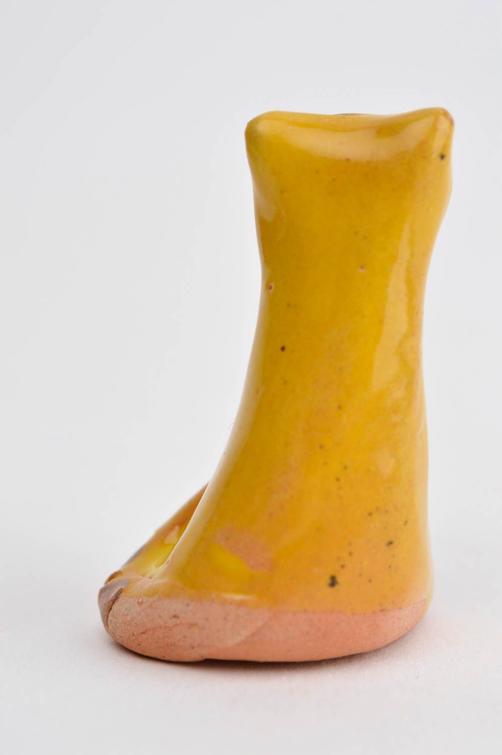 Figurine chat Statuette miniature fait main argile peint jaune Déco maison photo 10