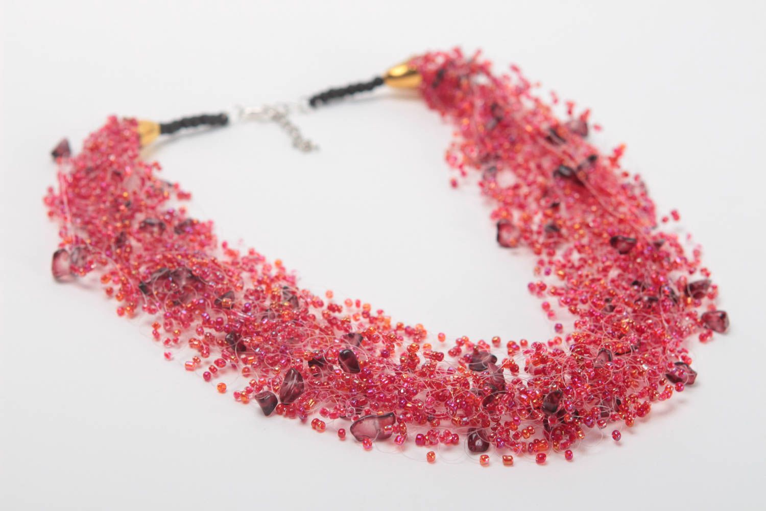 Collier perles rocaille fait main Bijou fantaisie Accessoire femme rose festif photo 3