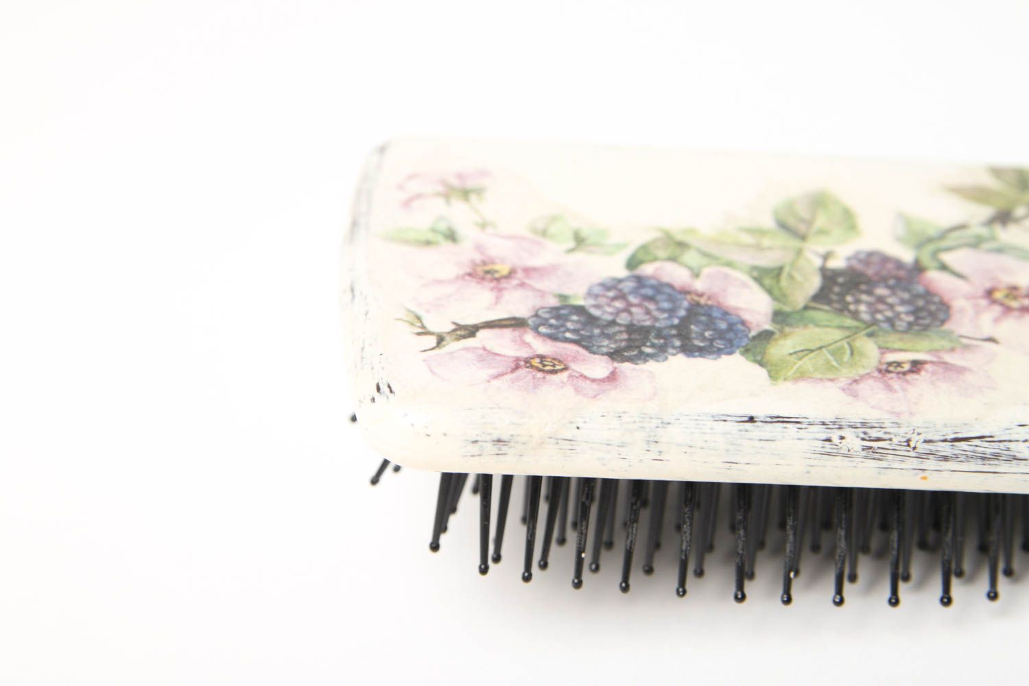 Wooden hairbrush designer handmade hairbrush decoupage goods gift for women photo 5