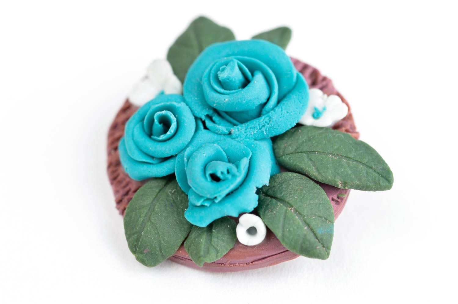 Handmade Blumen Brosche Polymer Schmuck stilvolles Designer Accessoire  foto 3
