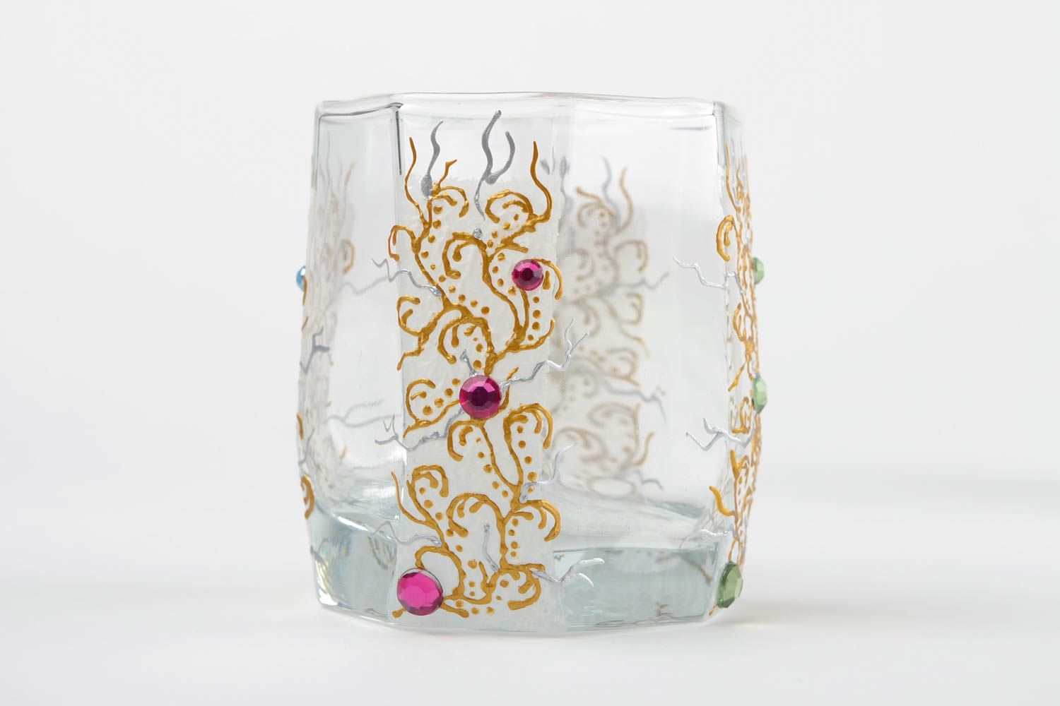 Beautiful handmade large highball glass painted glass table setting ideas photo 1
