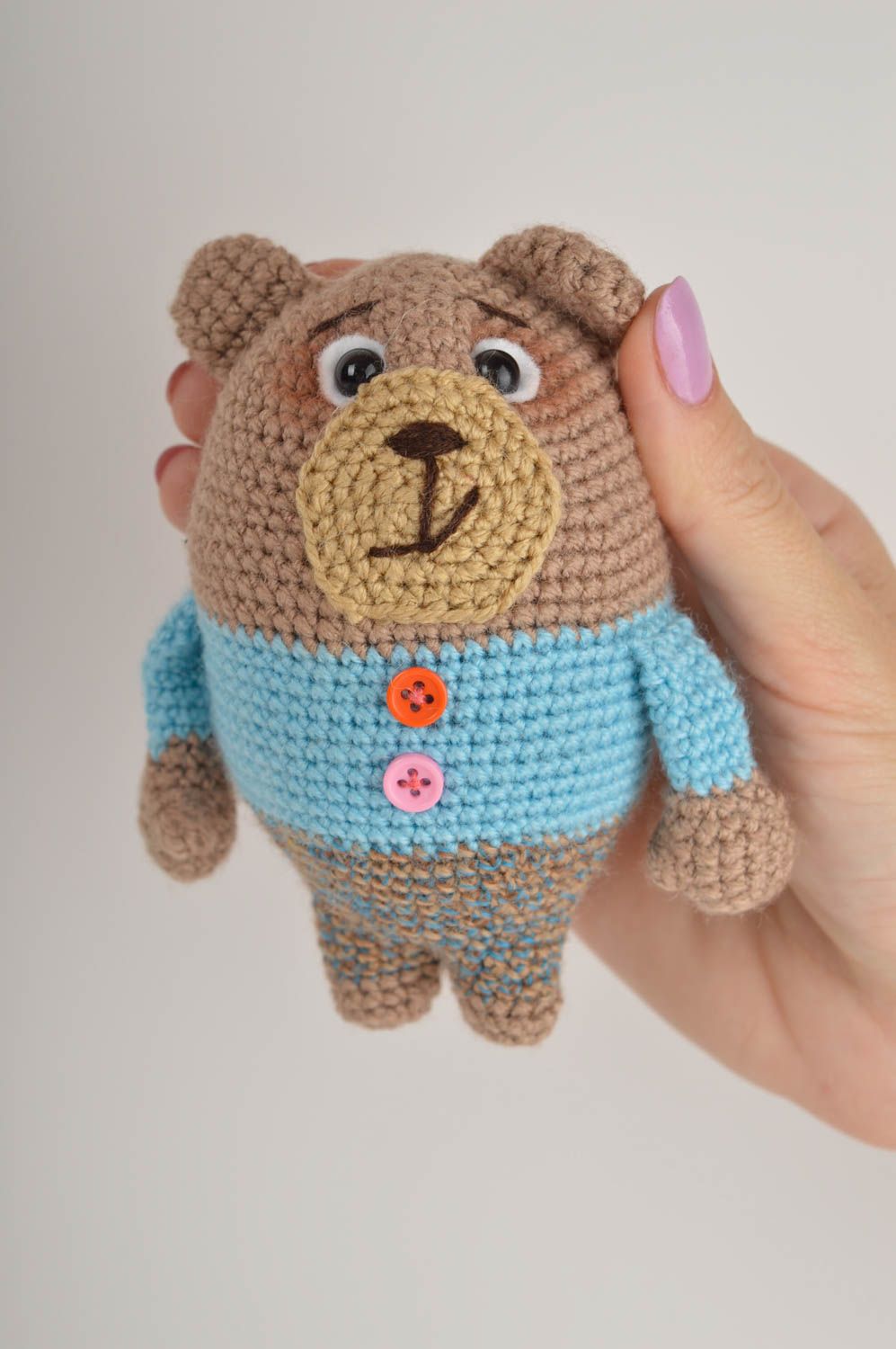 Jouet ours Peluche faite main tricotée en fils acryliques Cadeau pour enfant photo 5