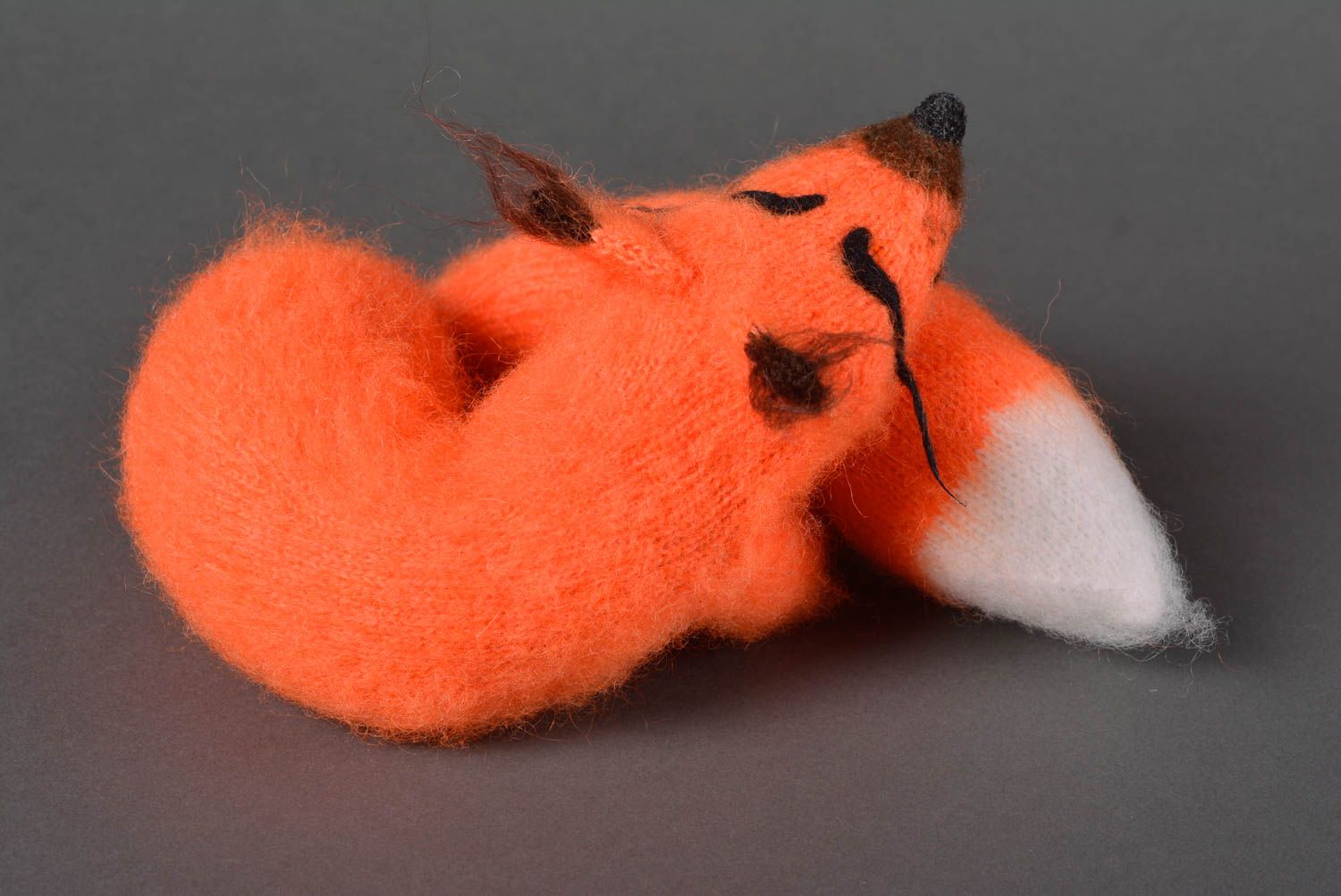 Peluche renard roux Jouet tricot fait main en laine Cadeau pour enfant photo 3