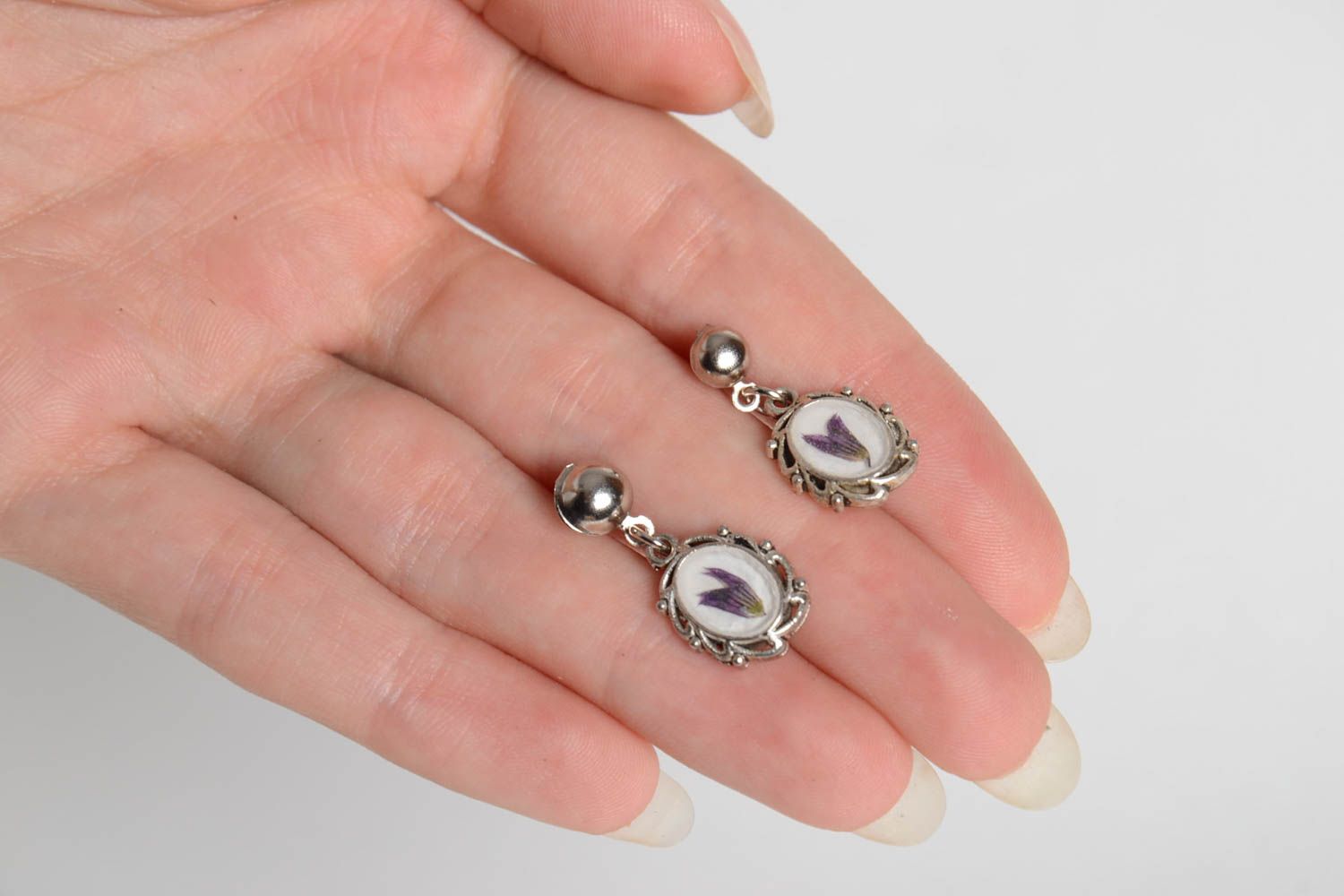 Handmade elegant jewelry unusual flower earrings unusual cute earrings photo 5