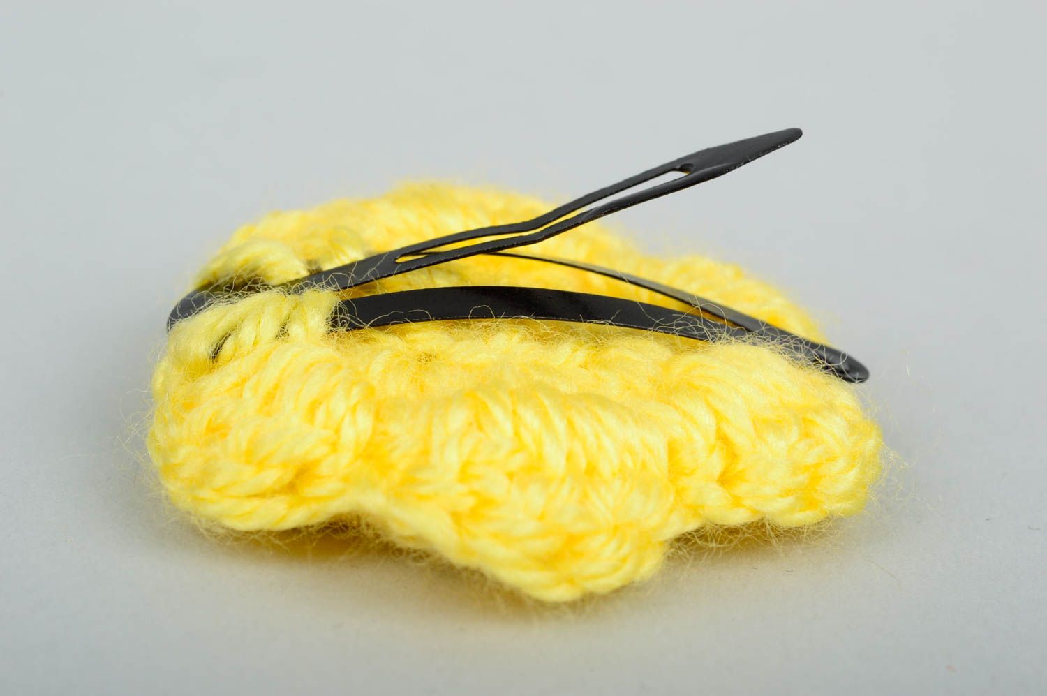 Handmade Haarschmuck für Mädchen Haarklemme Blume Häkel Accessoire gelb foto 5