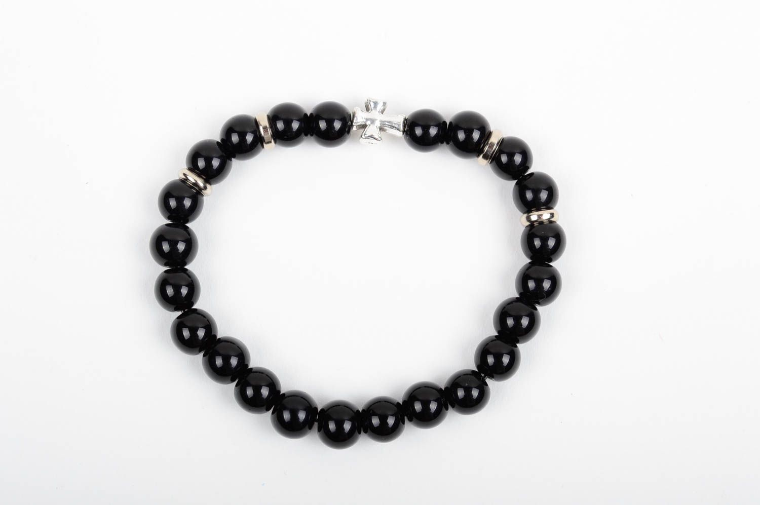 Bracelet en pierres naturelles fait main noir design élégant cadeau pour femme photo 1