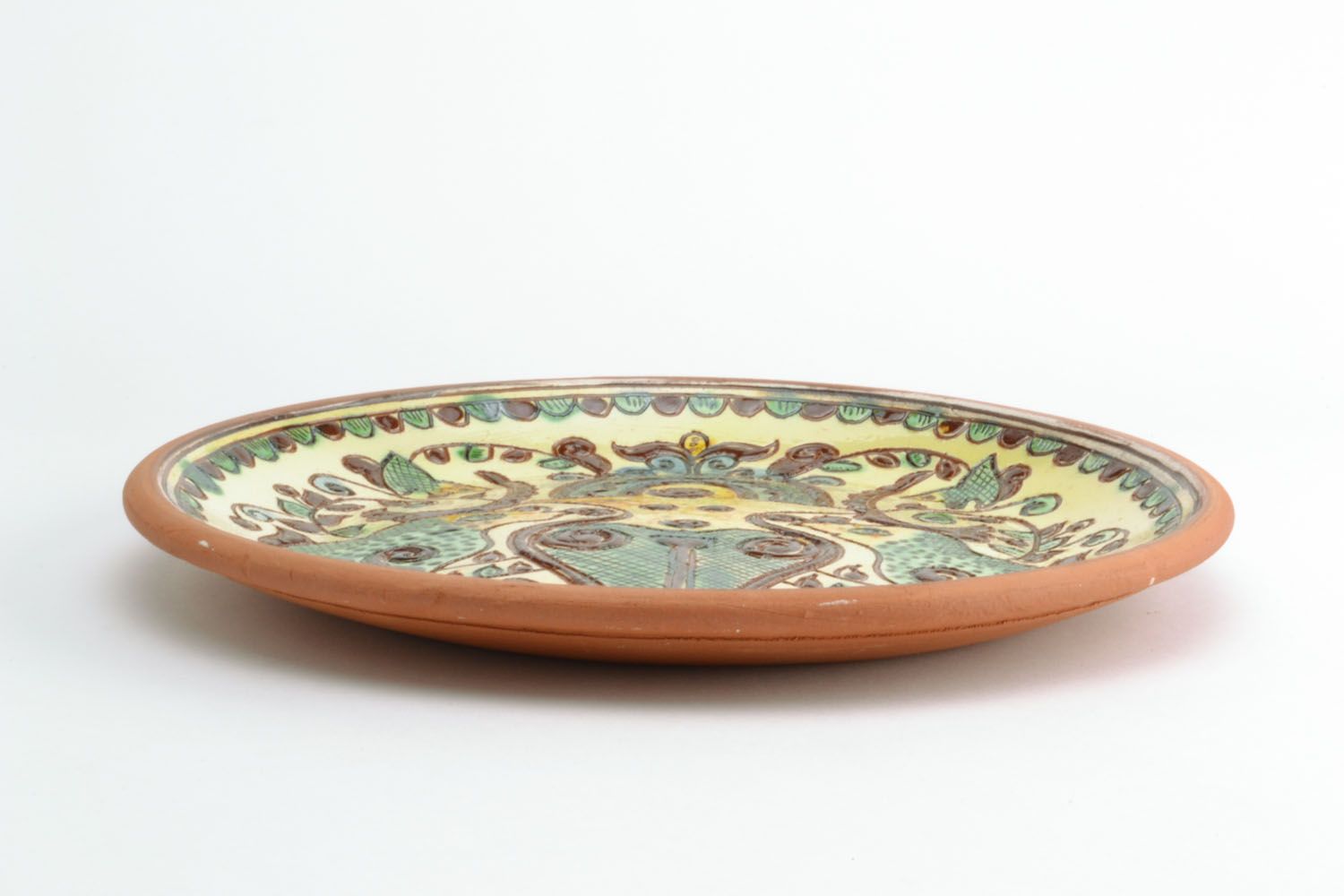 Глиняная тарелка с гуцульской росписью фото 5