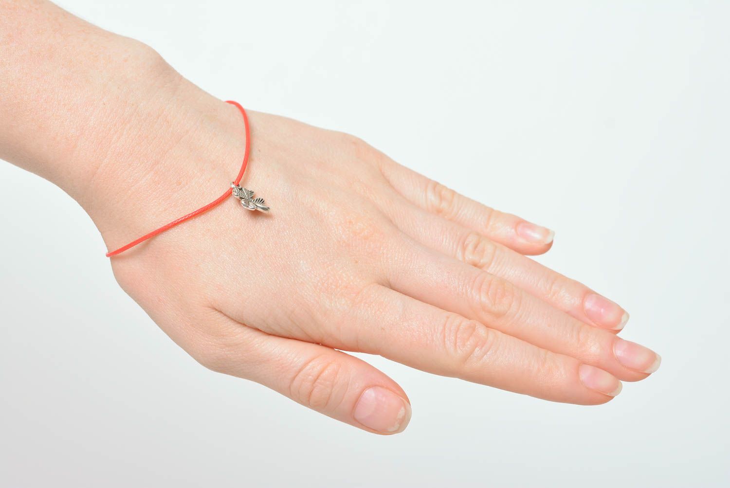 Bracelet textile Bijou fait main en lacet ciré fin Accessoire femme Trèfle photo 3